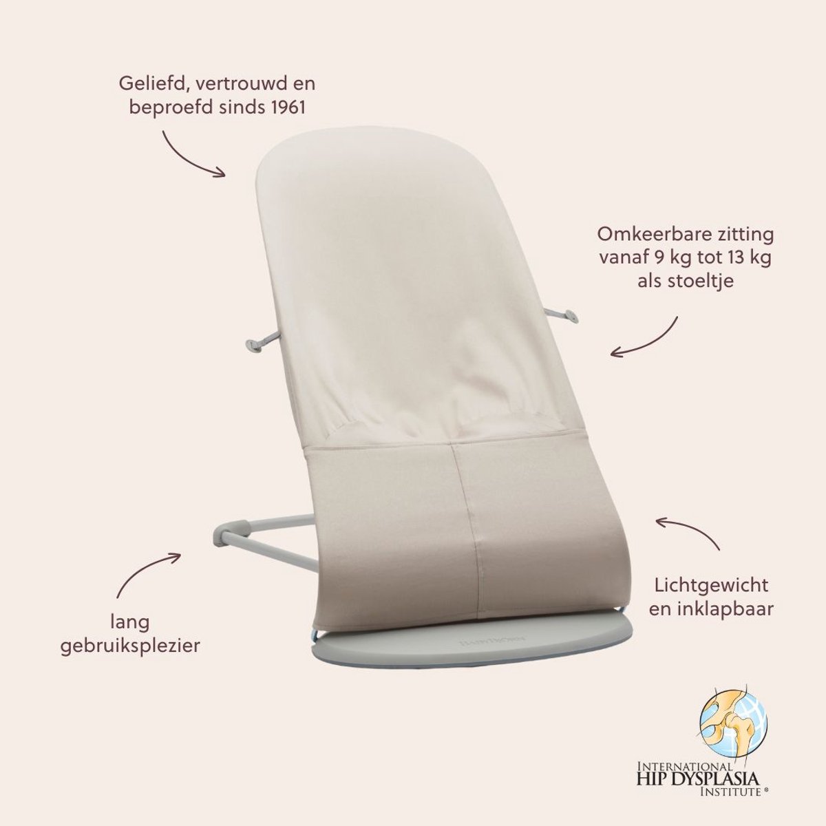 BabyBjorn BabyBjörn Wipstoel Bliss - 3D Jersey - Lichtbeige thumbnail 4