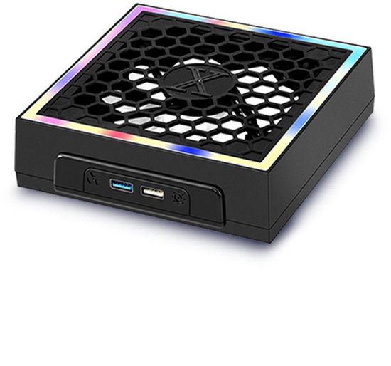 Koellichaam, Xbox Series X-consoleventilator, bovenop gemonteerd, RGB-verlichte ventilator, XSX-consolekoeling, zwart