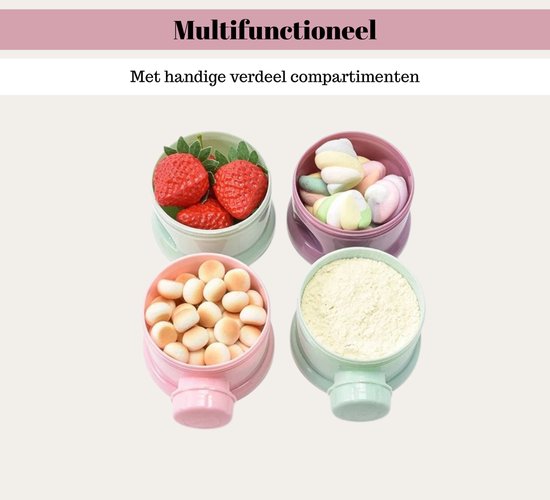 Melktoren - Baby melkpoeder doseerdoosjes - Bewaarbakjes babyvoeding - 4 laags - Melkpoeder doseerdoosjes - Melkpoeder toren - Melkpoeder bewaarbakjes - Melk poeder Dispenser - Melkpoeder Reisbox - Babyvoeding bewaarbox - BPA vrij - Roze van Pomè粉妈咪 — afbeelding 3