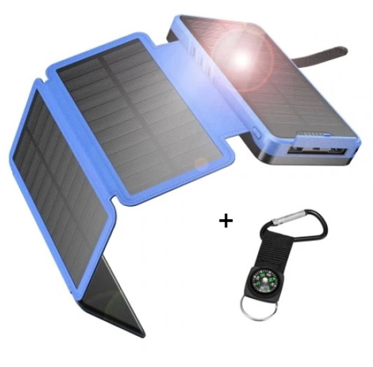 Norras Solar PowerBank 26800mAh met Nachtlamp en 4 Zonnepanelen - Norras - €39,95