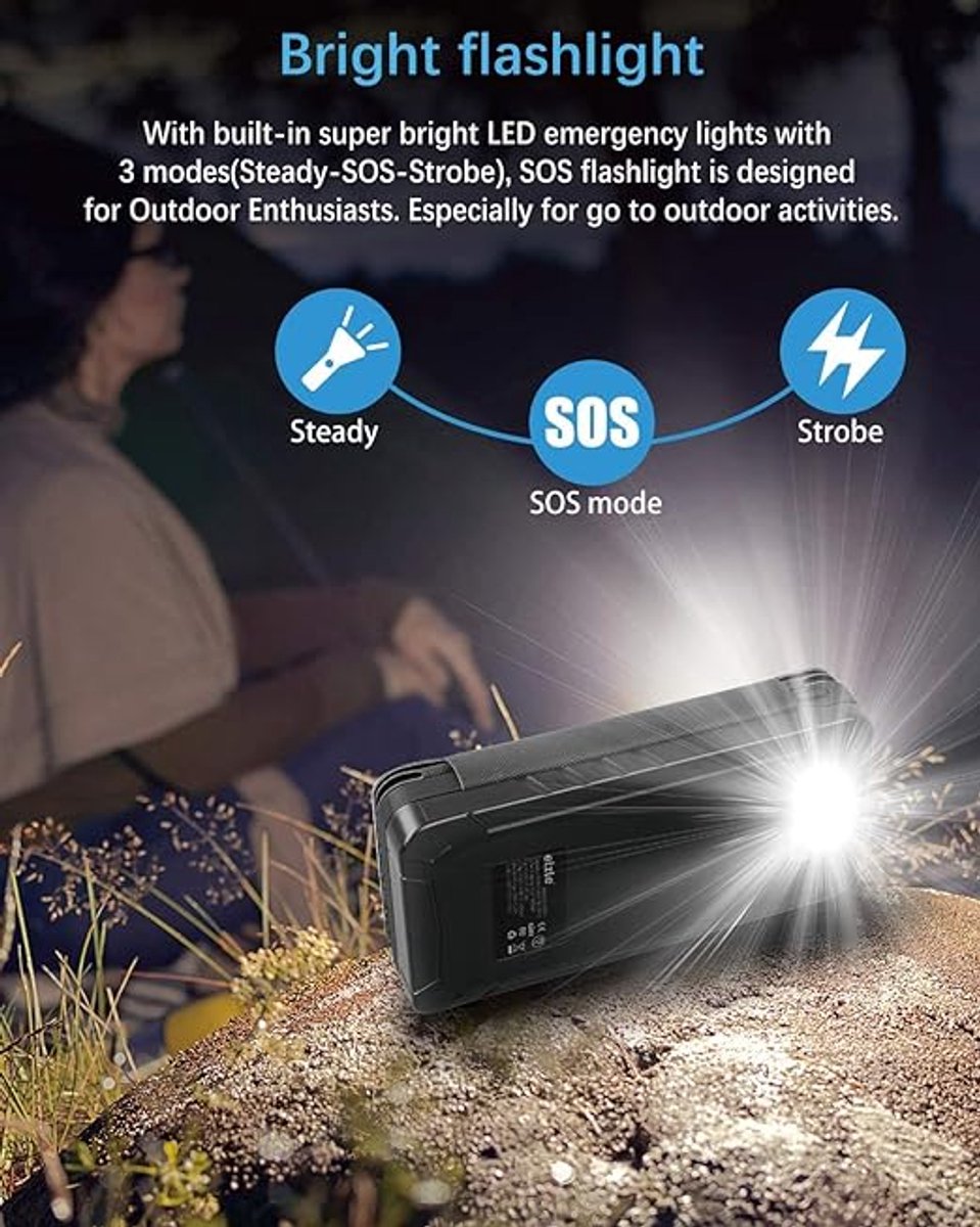 Norras Solar PowerBank 26800mAh met Nachtlamp en 4 Zonnepanelen - afbeelding 2