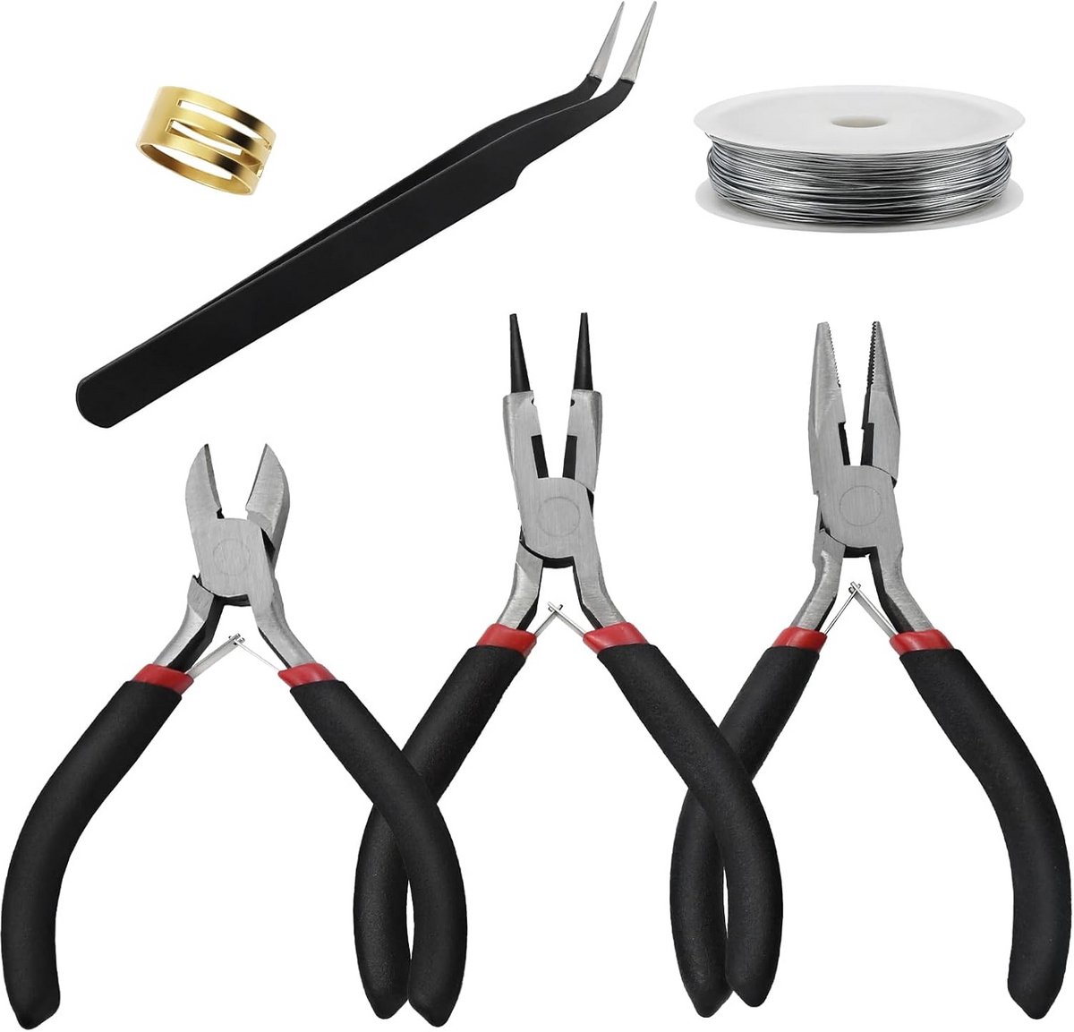 3-delige Sieraden-Gereedschapset met 3 Rollen Roestvrij Stalen Draad voor Hobby en Reparatie