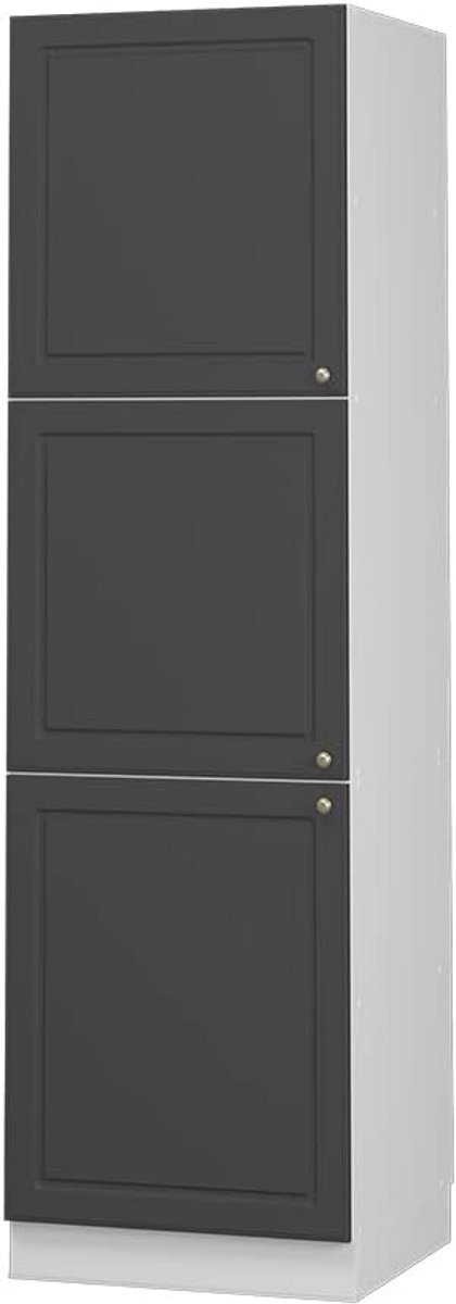 Inbouwkast 60 cm voor Oven - Antraciet/Wit met Goudkleurige Handgrepen