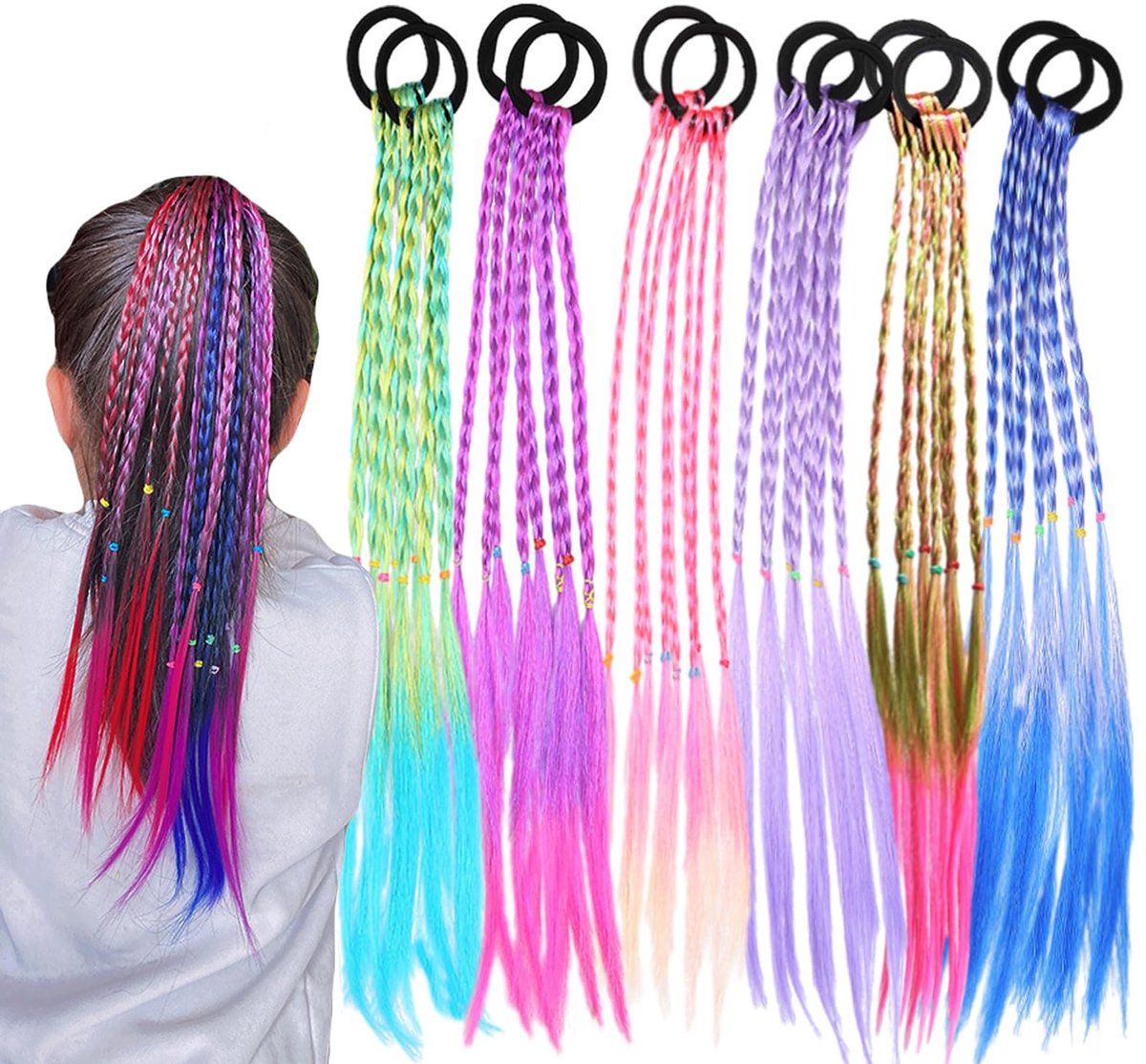 Kleurrijke Haarextensions - Set van 12 - Ideaal voor Kinderen