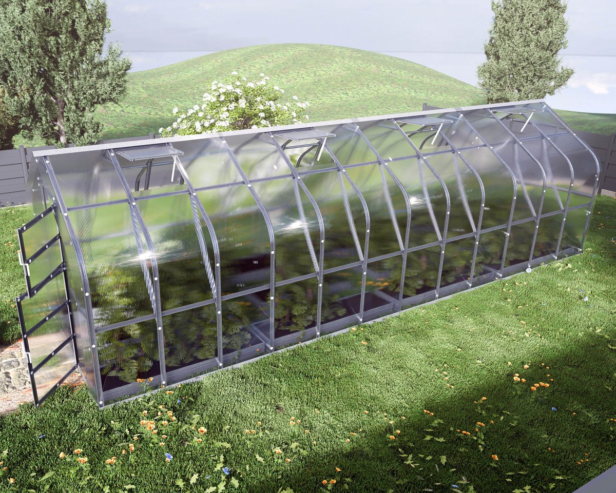 Klasika Polycarbonaat tuinkas 2,5x8m 20m² + 4 automatische dakramen