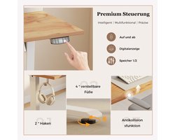 Electric Height Adjustable Desk 100x60 cm – Sit-Stand Ergonomic Computer Table with Double Drawers, Cable Management & Durable Metal Frame – Adjustable 72-116 cm – Light Brown – Abkantoor