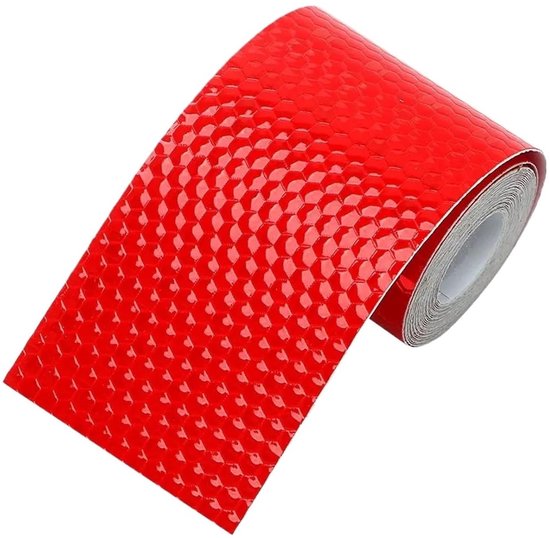 Rol rode reflecterende tape met honingraatpatroon, 5 cm breed.