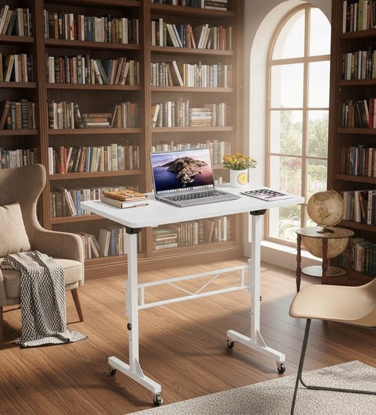 MoveUp Pro – In Hoogte Verstelbaar Bureau met Wielen (80x40 cm) – Zit-Sta Bureau voor Thuiswerk & Loopband – WitCasa Serena