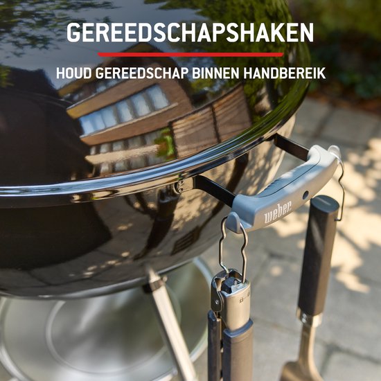 Weber Original Kettle - Ø 47 cm Grillrooster - Houtskoolbarbecue - Zwart - Asopvangschaal - 2 Duurzame, weerbestendige wielen - One-Touch Reinigingssysteem - Dekselthermometer - 2 Gereedschapshaken - Kras- en roestbestendig