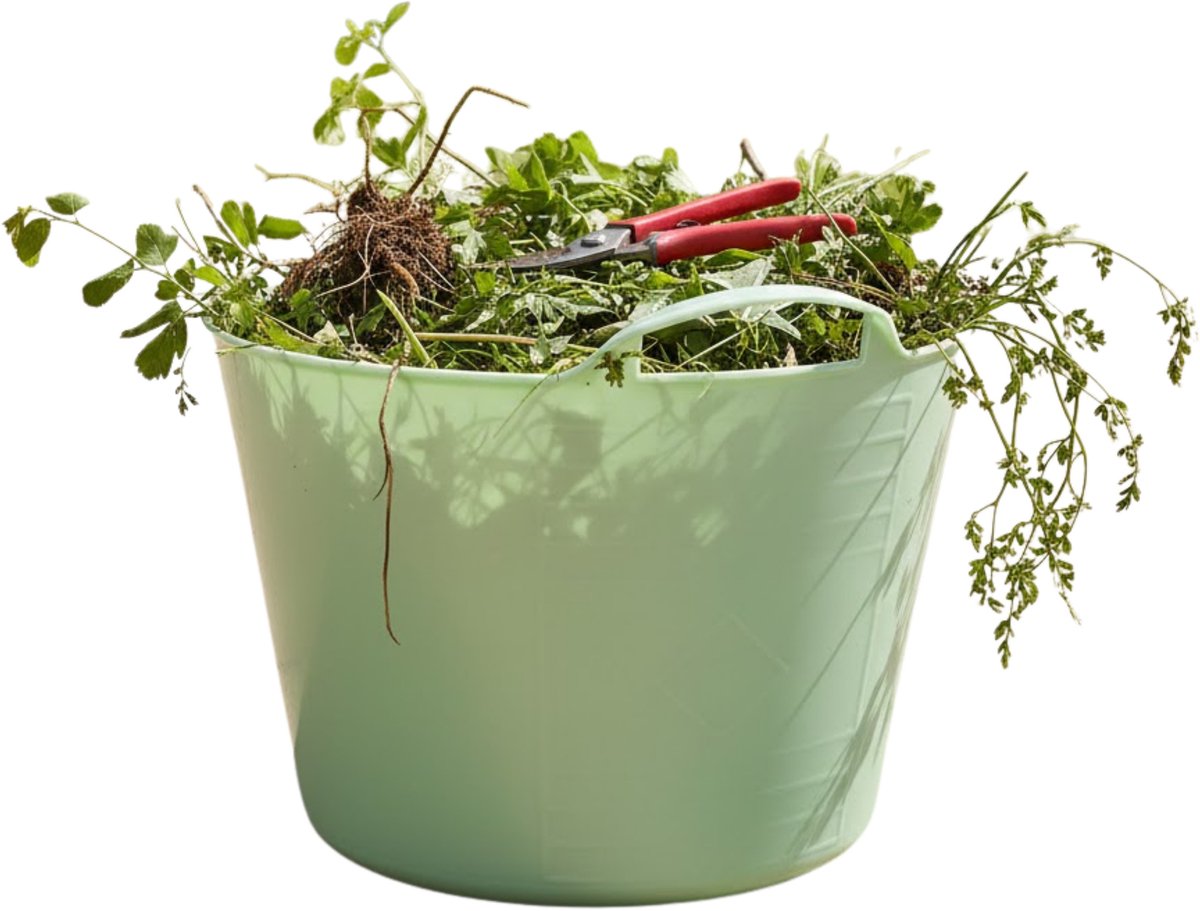 Flexibele kuip / emmer - mintgroen - 15 liter - kunststof - 35 x 28 cm - met handvatten