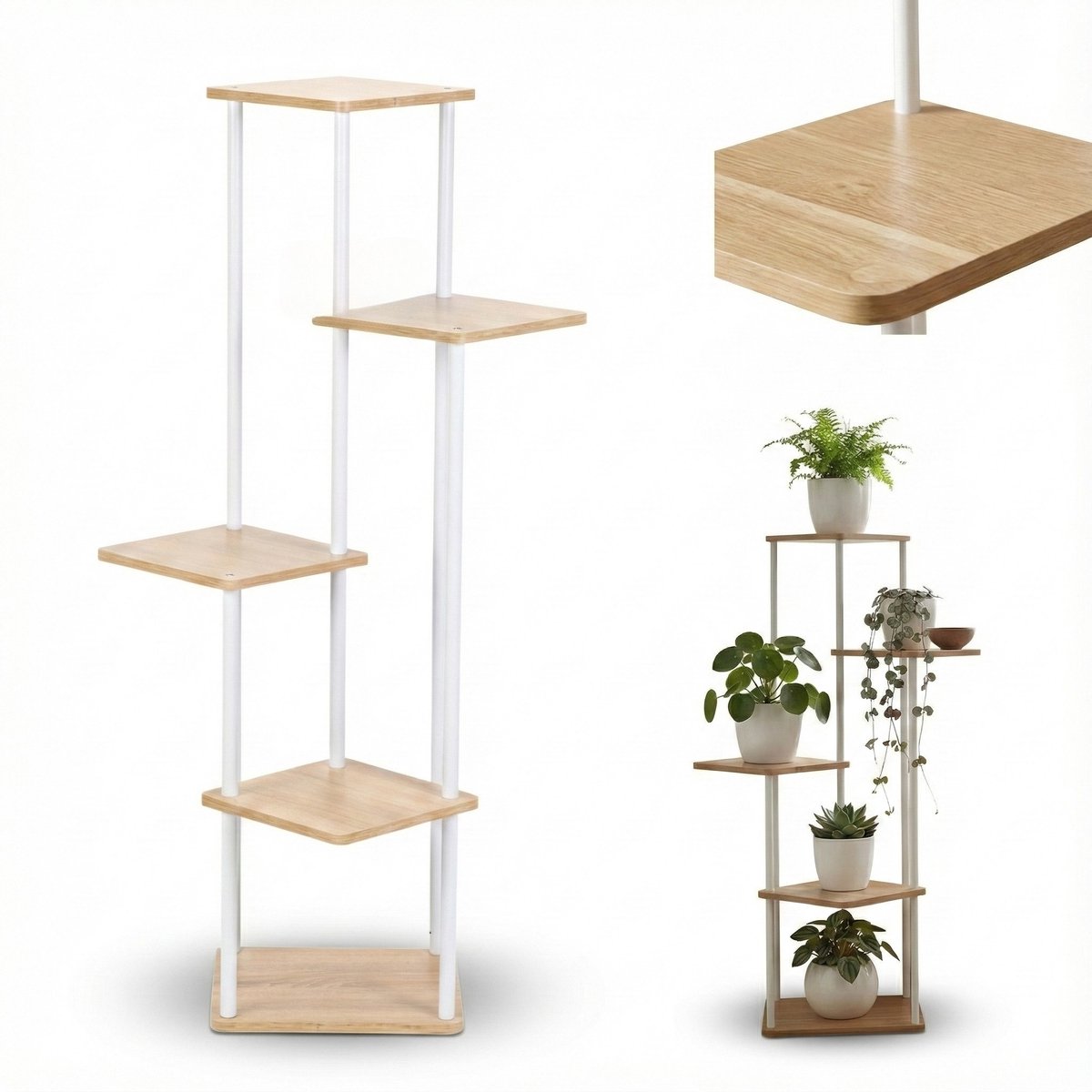 Staande plantenstandaard voor 5 bloemen RIMOZA, 30 x 30 x 106 cm