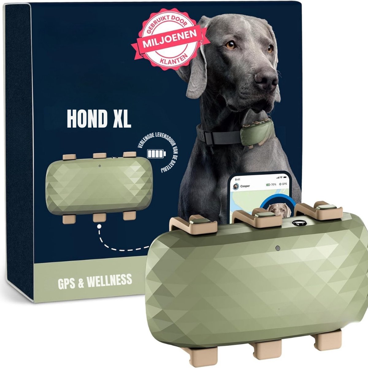 MIRA® GPS Tracker hond - GPS Tracker - GPS Trackers - Groen- 9cm x 6cm x 3cm