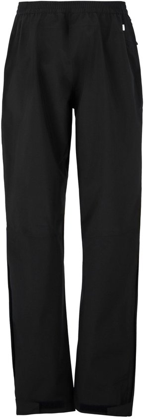 Zwarte, rechte hikingbroek voor dames met elastische tailleband en ritssluiting.