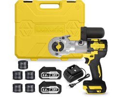 Luxuriq Accu Perstang - Krimptang - Perstang voor persfitting - Incl. 2 accu’s - Perstang Waterleiding - Perstang Henco - Met Persbekken TH16 - TH20 - TH25 - TH26 - TH32 - Hydraulische - Roteerbaar 360 graden