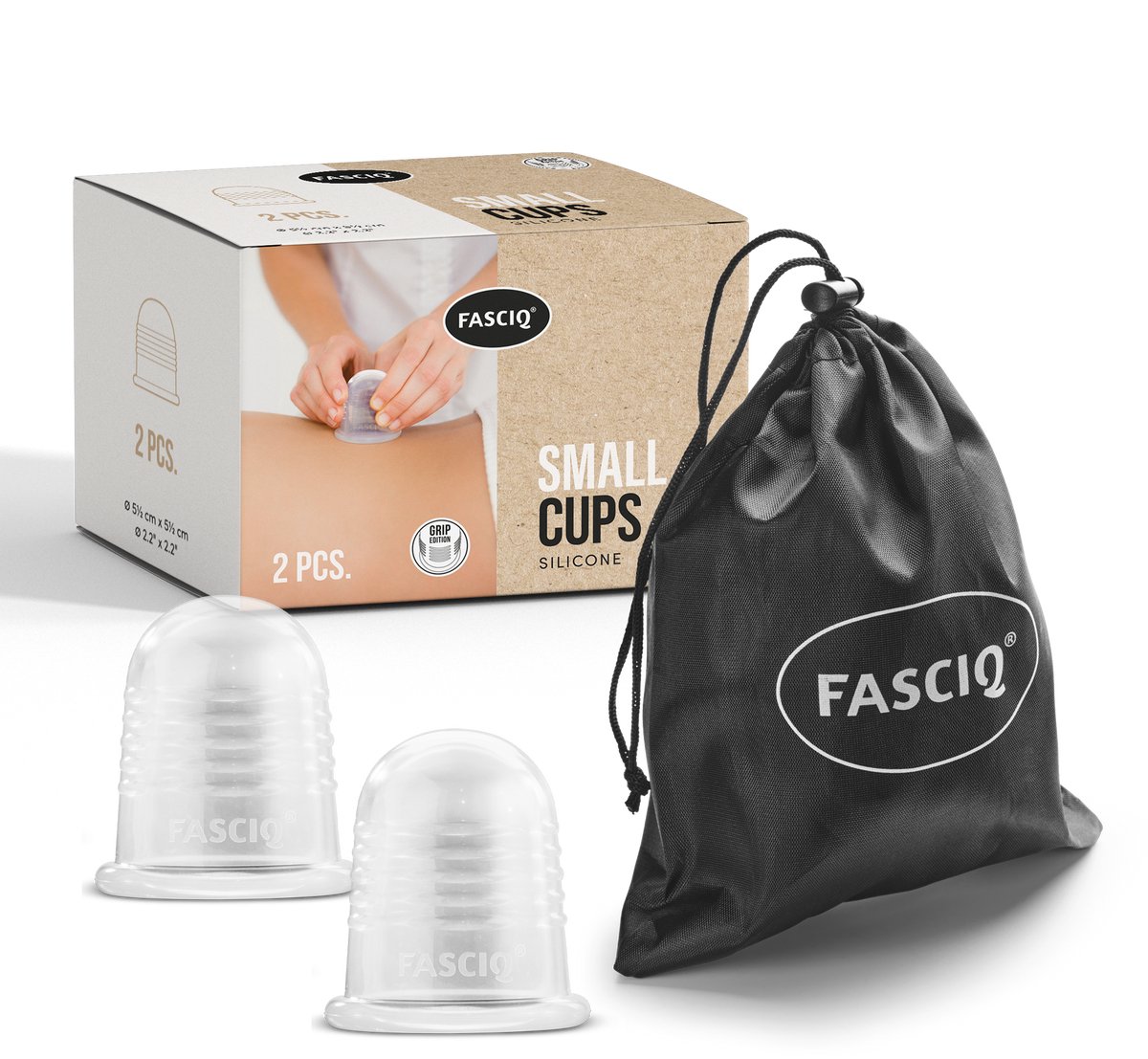 FASCIQ® Siliconen Cupping Set – 2x Small | Ø 5,5 cm - Voor massage van kleinere lichaamsdelen - huidverbetering - ontspanningsmassage - bindweefselmassage