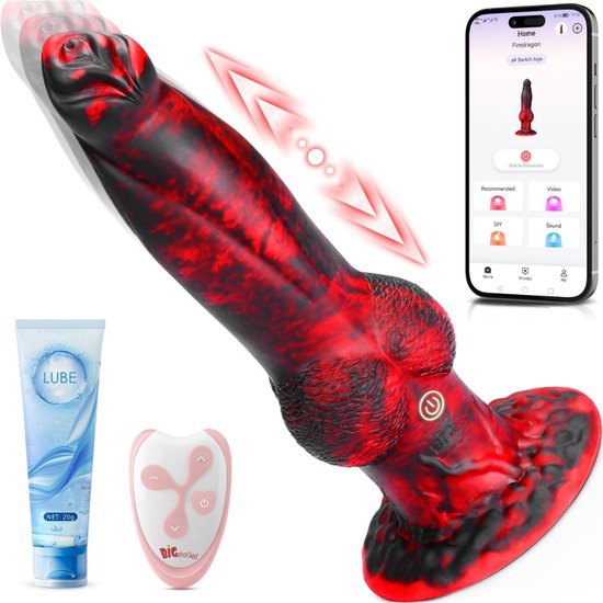 Foto: Florixa horse dildo monster dildo fantasy dildo zwart rood 23cm x 10cm x 10cm