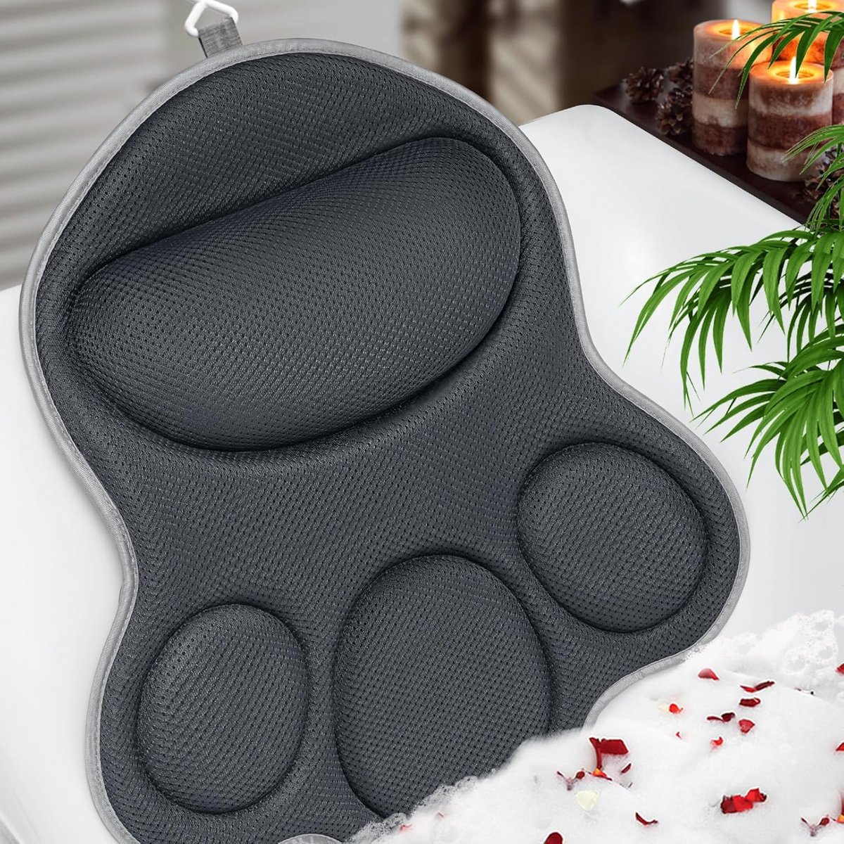 Luxe Grijs Badkussen met Antislip Bodem voor Optimaal Comfort