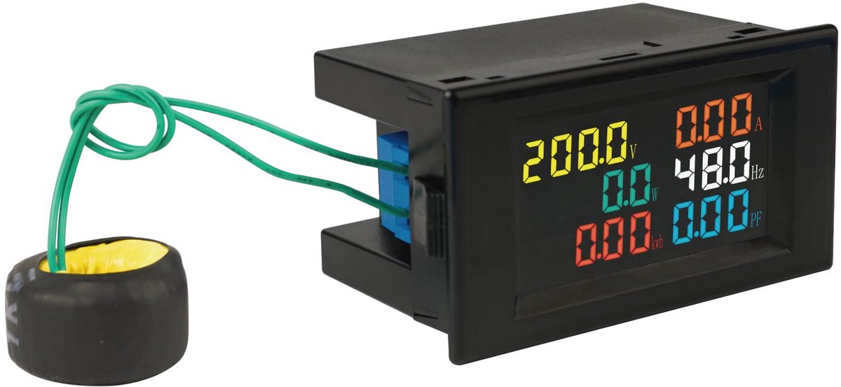 Digitale Vermogensmeter AC Spanning Stroom Frequentie Energie kWh Monitor met Stroomtransformator