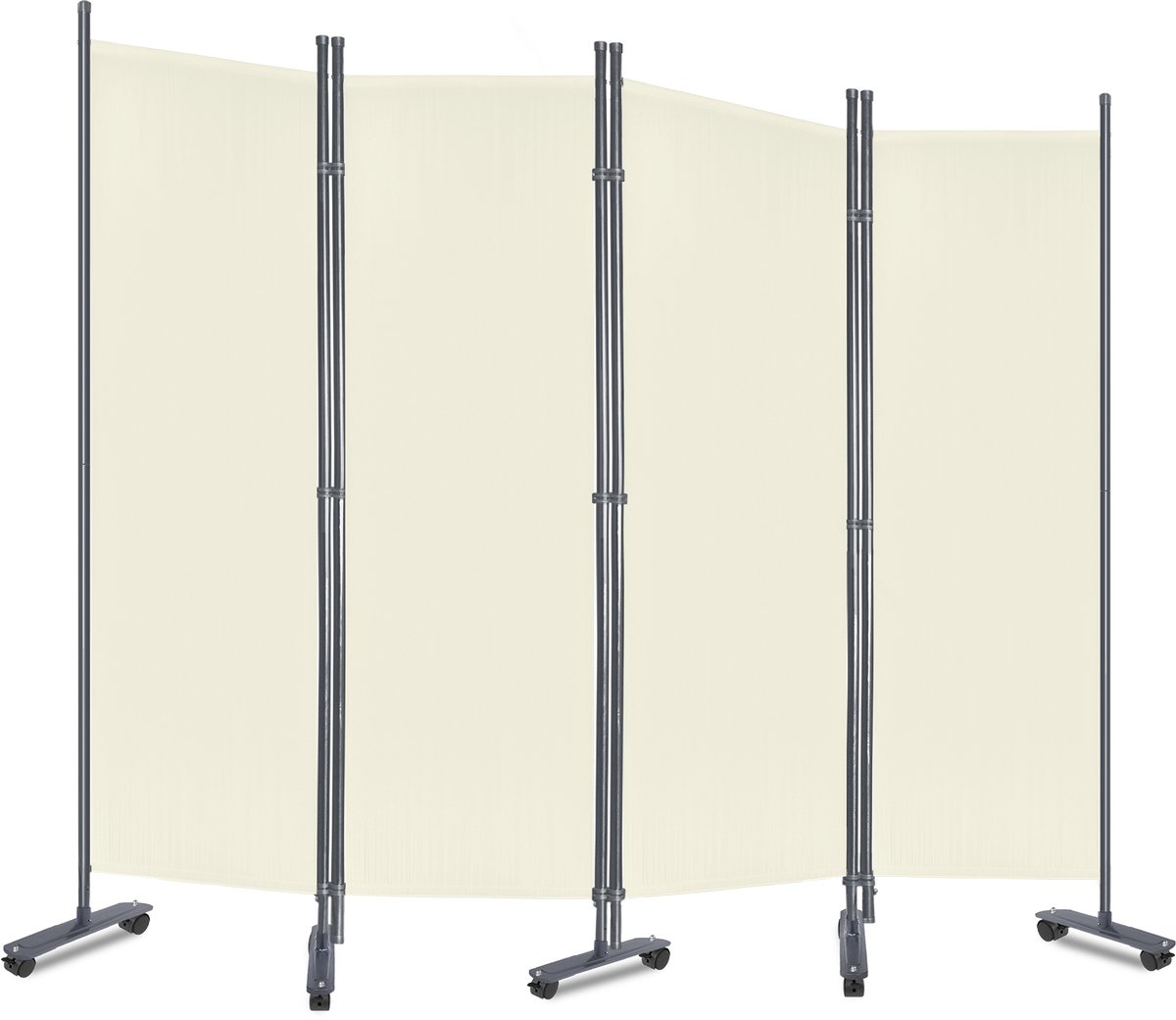 Paravent 4-delig Vrijstaande Scheidingswand 225x180cm Inklapbaar Schermen met Kunststof Poten Privacy & Beveiligingsschermen Beige voor Tuin/Terras/Gazon/Wonen, NAIZY