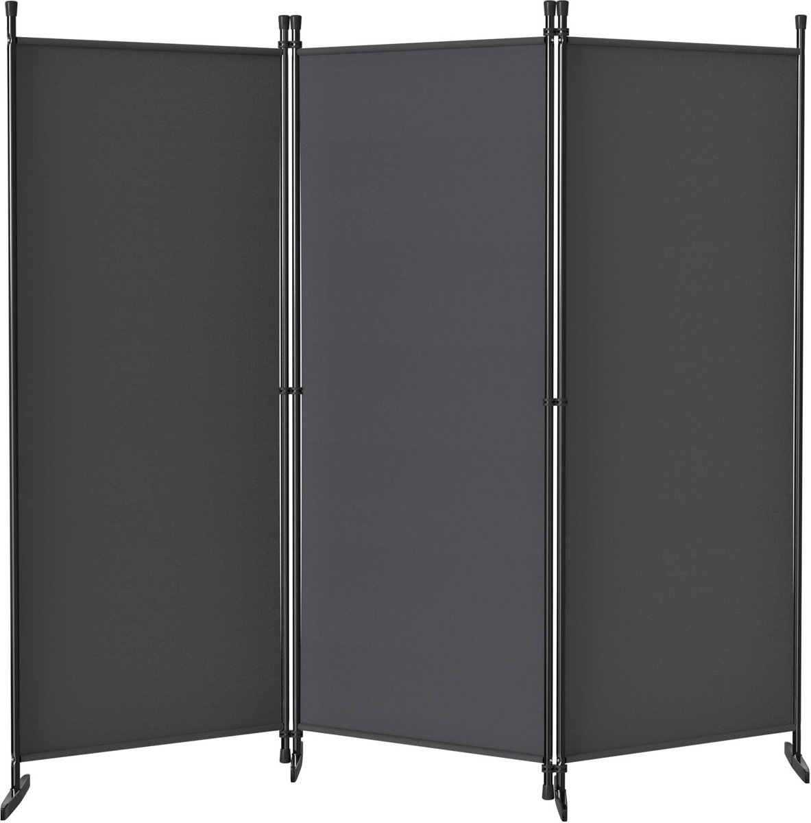 Paravent 3-delig Vrijstaande Scheidingswand met Haringen en Scheerlijnen 240x180cm Inklapbaar Schermen Privacy & Beveiligingsschermen Donkergrijs voor Tuin/Terras/Gazon/Wonen, NAIZY