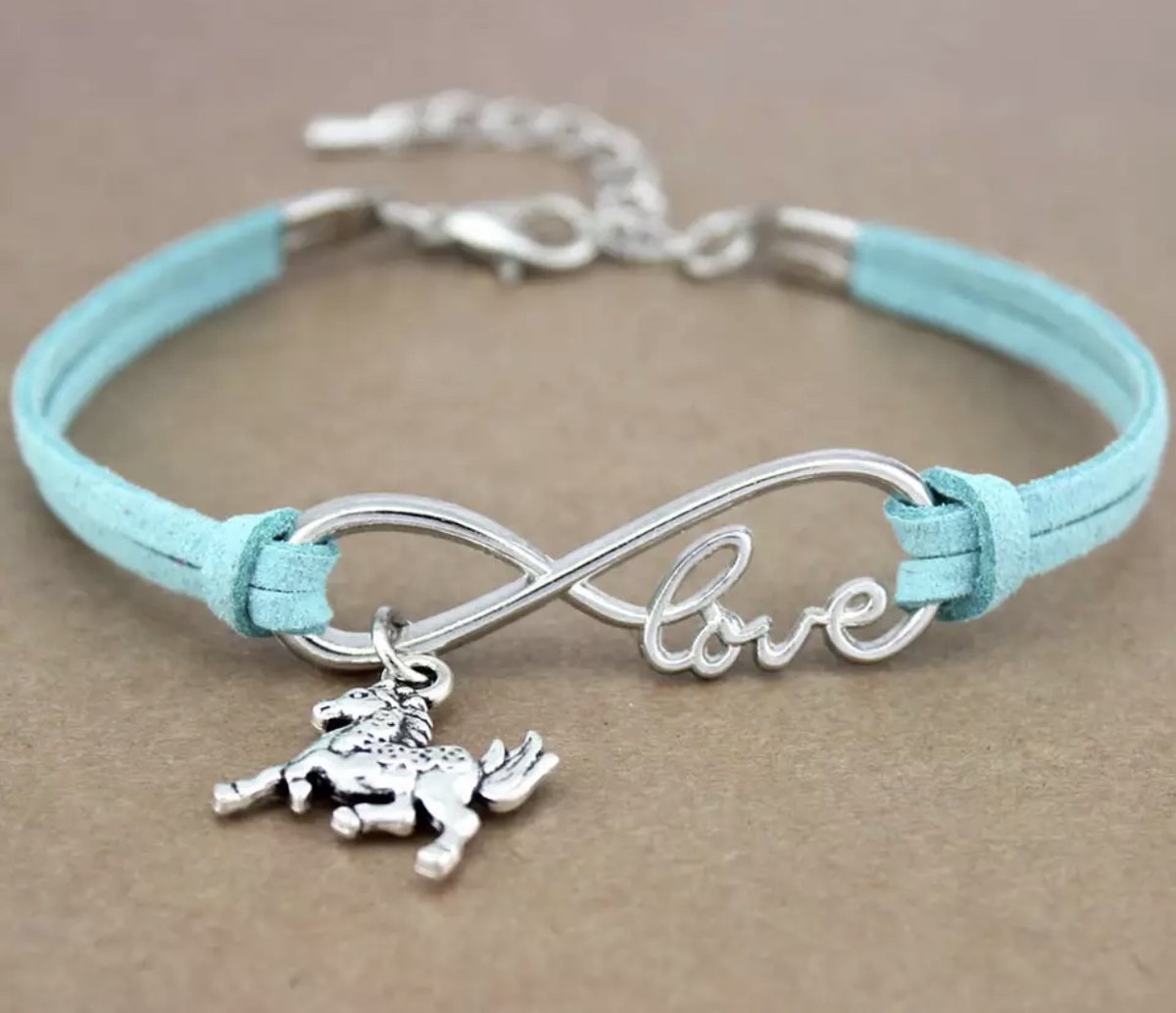 12Getit Armbandje turquoise met paarden hangertje