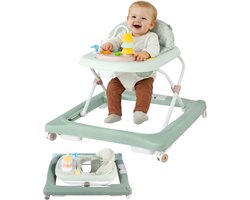 Born Lucky Loopstoel / Baby Walker – Makkelijk in te klappen – In hoogte verstelbaar – Met afneembare speelset - Soft Groen
