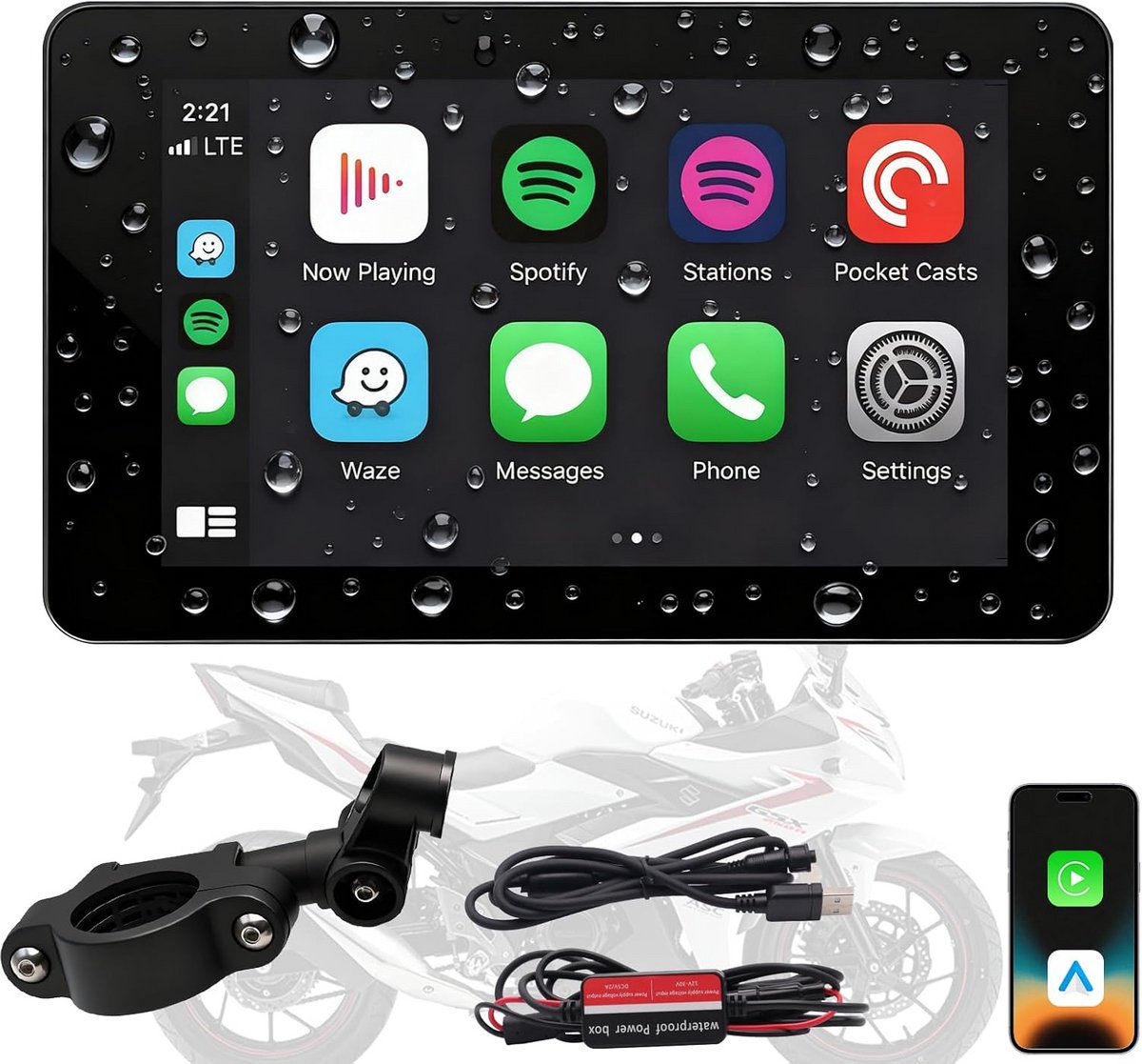 Waterdichte 5 inch Draagbare Auto Navigatie met Carplay en Android Auto