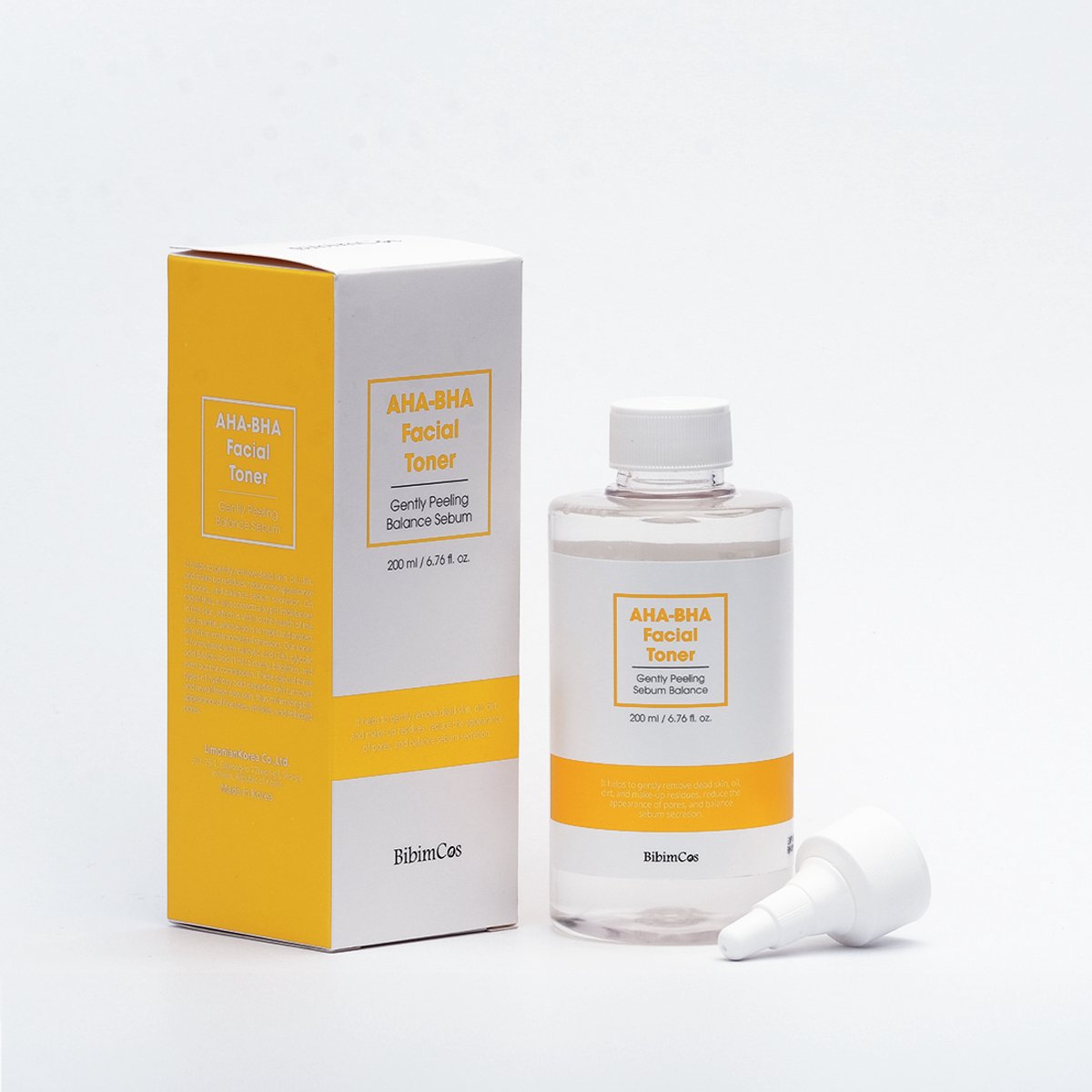 Bibimcos AHA-BHA Facial Tonic 200 ml - Tonique purifiant avec effet peeling