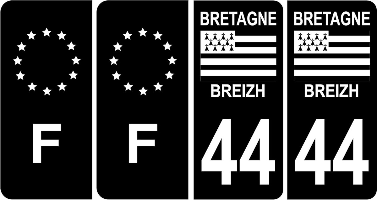 Regiosticker Kentekenplaat Met Nummer 44 Zwart Wit