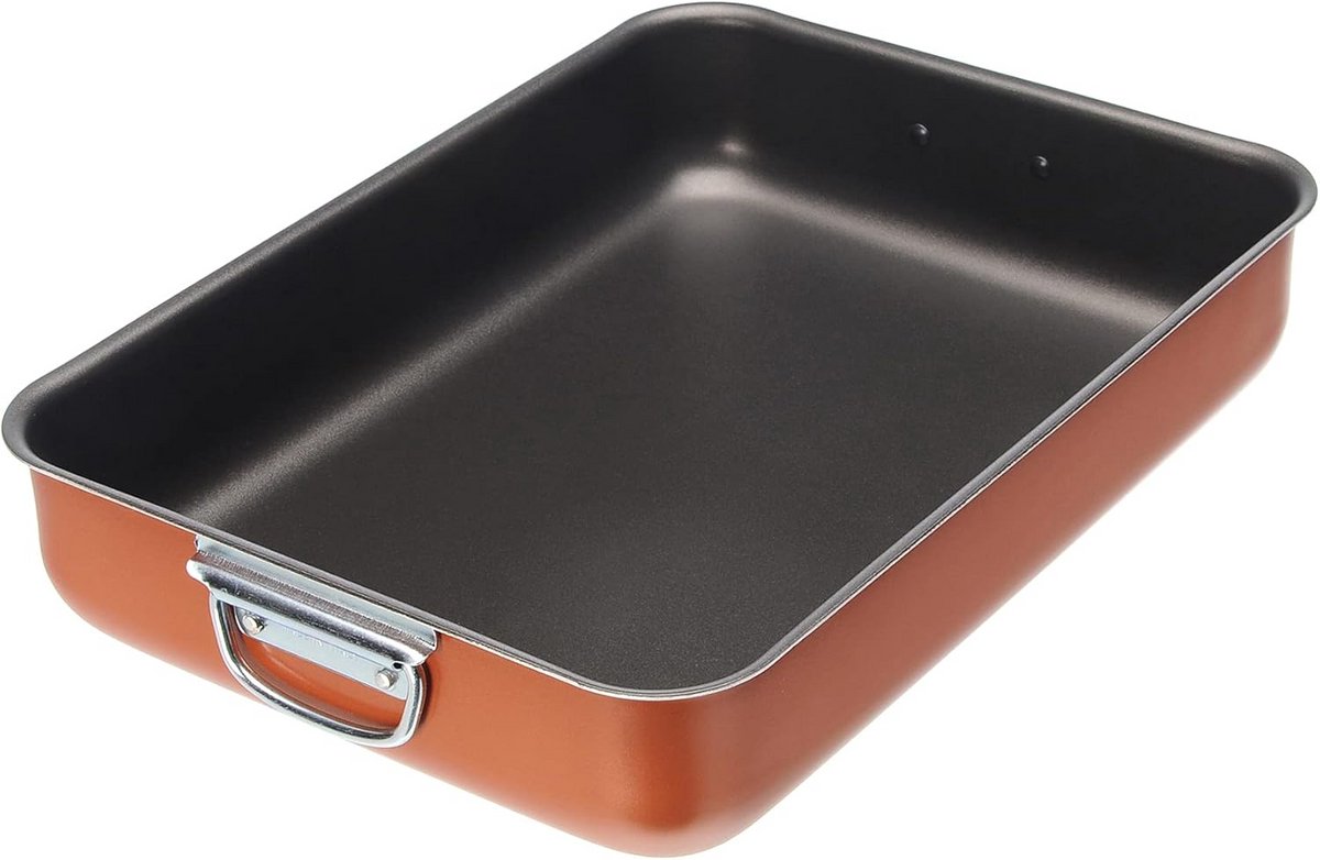 Aluminium Lasagnevorm met Koperen Buitenkant, 40 x 28 cm