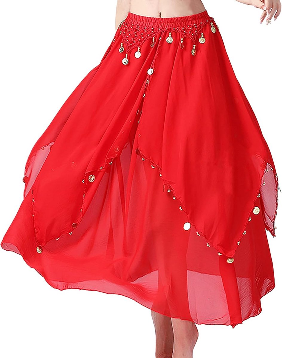 Lange Dansrok voor Buikdans en Kostuums met Tule Details