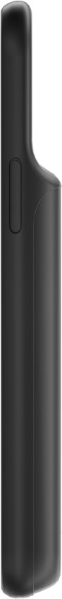 Vue latérale d'une coque de téléphone noire Distinction avec batterie.