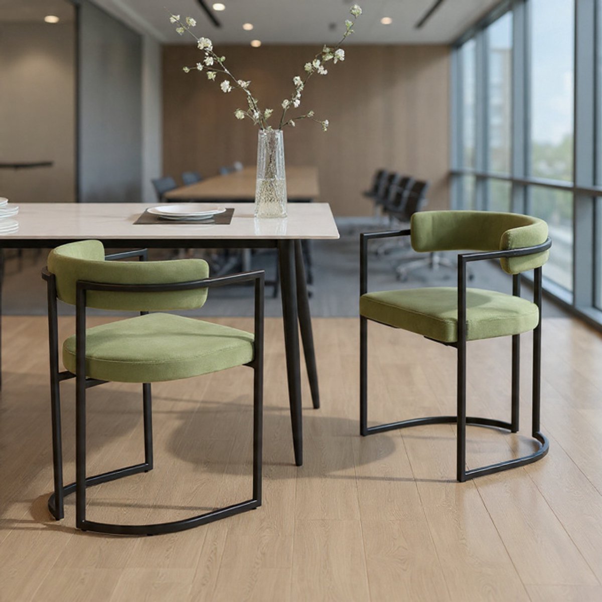 Verdea Luxe Gestoffeerde Eetkamerstoelen - Set van 2 - Fluweel & Metaal - Moderne Accentstoelen - Ergonomisch Comfort - Ideaal voor Eetkamer, Woonkamer, Bureauruimte Casa Serena – Afmetingen op aan...