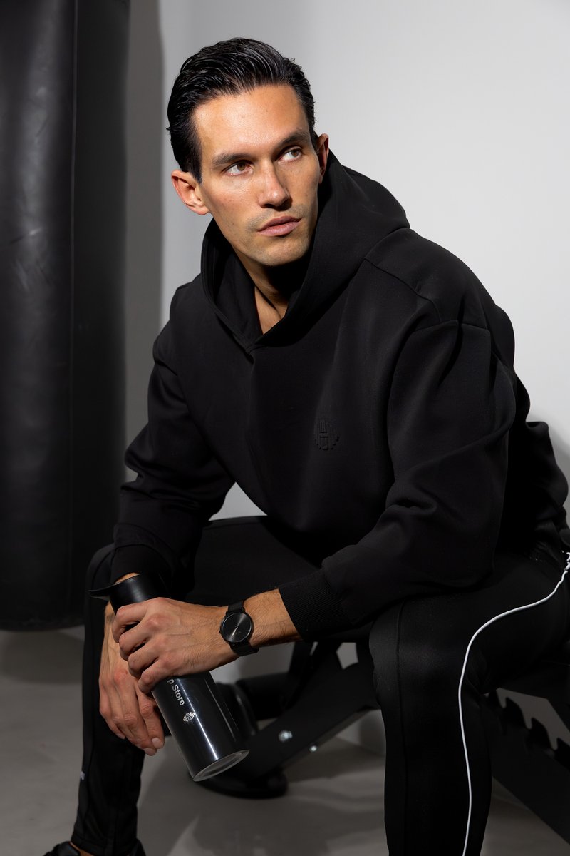 Muscle Up® Premium Oversized Hoodie Heren - Sport & Casual - Zwart - Maat S