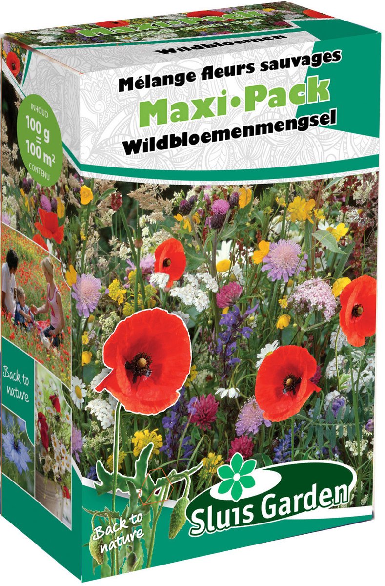 Mengsel Wildbloemen inclusief kruiden Maxi Pack 100 gram - bloementuin - wildbloemen - bloemenberm - bloemenweide - veldbloemen -lvb sg7330 bijen en vlinders