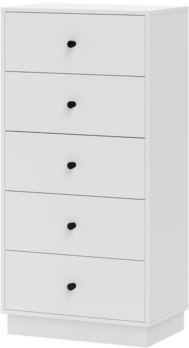 Merax Ladekast Met 5 Lades – Smalle Opbergkast Voor Slaapkamer - Hal En Woonkamer – Wit – 47x29x95 cm