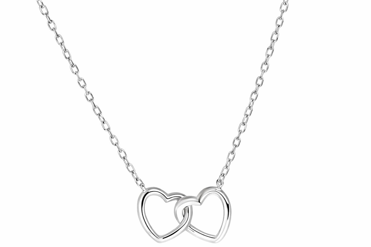 Goodz4All Zilveren Dames Ketting met Dubbel Hart Sterling Zilver - Cadeau voor Moederdag Sint Kerst Verjaardag Huwelijk