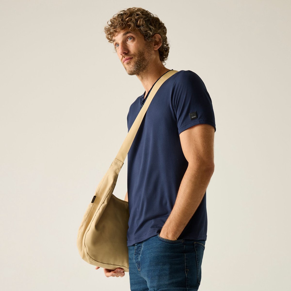 Heren Dewi T-shirt met korte mouwen en knoopsluiting Blauw