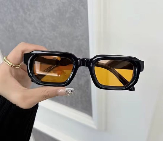 zwart Zonnebril oranje glas - Strak & Trendy Design - Comfortabel - Breed Frame — afbeelding 2