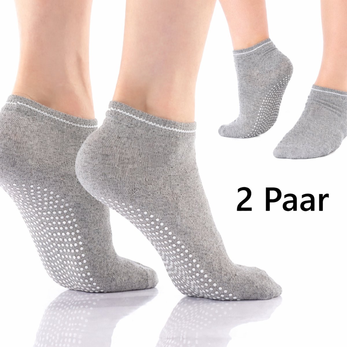 2 Paar Yoga Sokken I Gesloten Teen Yoga Sok I Met Anti Slip Onderkant I Antislip Sokken I Pilates Sokken I One Size Maat 36-40 I Grijs