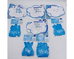 RICH DAYS | Babyshower Versierpakket | Jongen | Baby Shower Decoratie Boy | Ballonnen | Slingers | Wolkenthema | Brievenbuspakket |