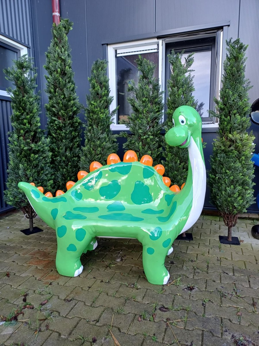 Kinderen Dino zitbank Groen - Gelamineerd polyester - speeltuin - speelparadijs - tuin - themapark - Dinosaurus