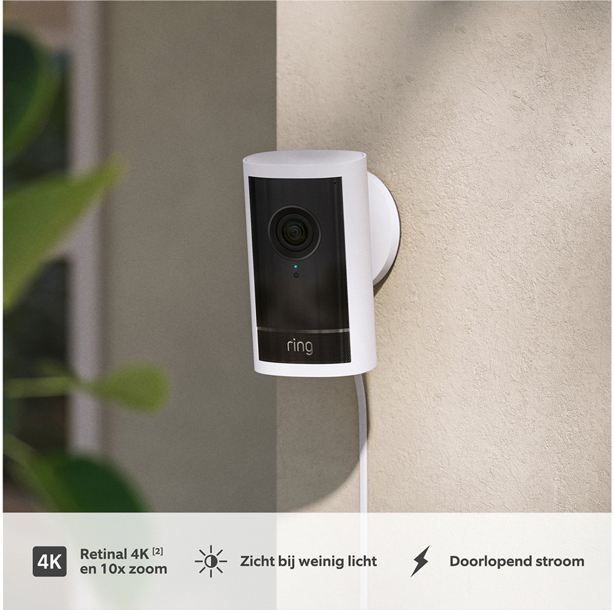 Ring Outdoor Camera Pro Beveiligingscamera 4K Plug-In Wit - afbeelding 3