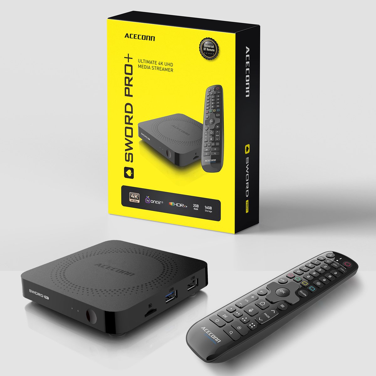 ACECONN Sword Pro+ - 16 GB - 4K OTT Mediastreamer -Media Player - TVONAIR3 - Android