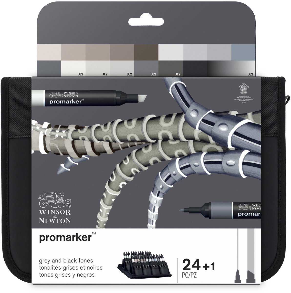 Winsor & Newton 0290081 Promarker™ 24 Black & Greys | Professionele layoutmarkers & alcoholmarkers