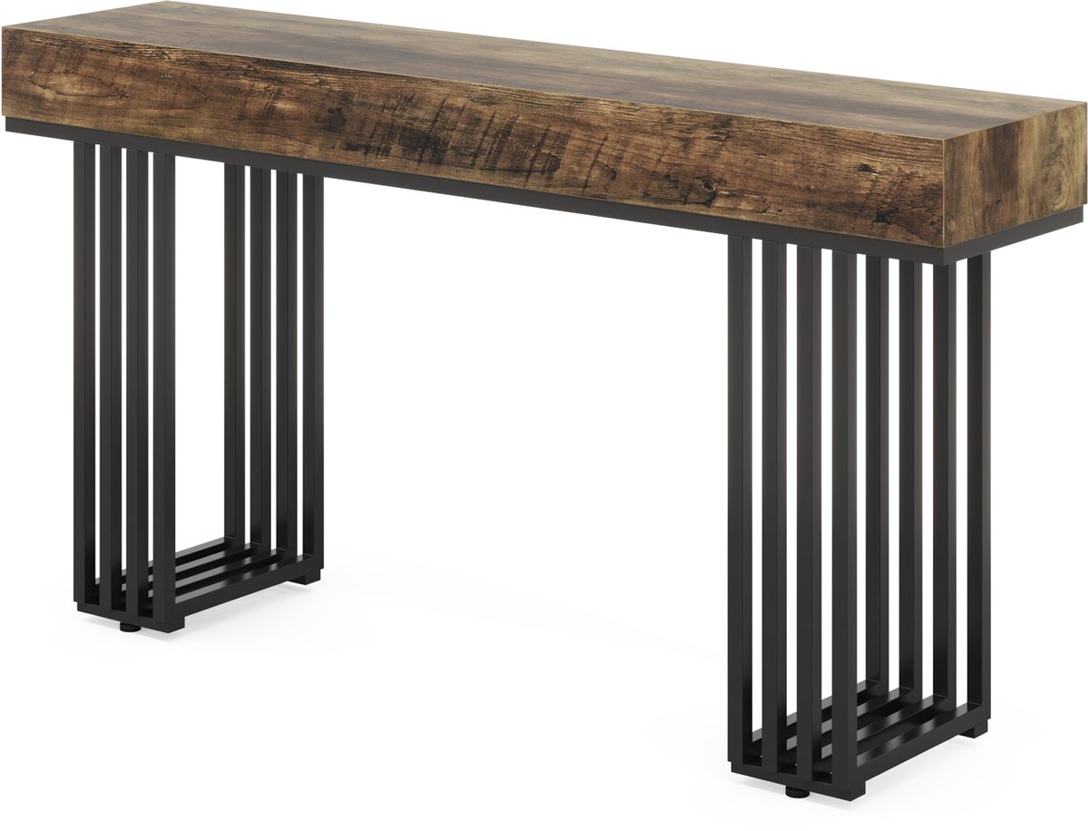 DMG Supply Consoletafel - 140 cm - Industrieel - Bruin en Zwart - MDF Blad - Metalen Poten