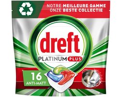 Dreft - Platinum Plus All In One - 7-in-1 Vaatwascapsules - Anti-Mat Technologie - 16 Capsules