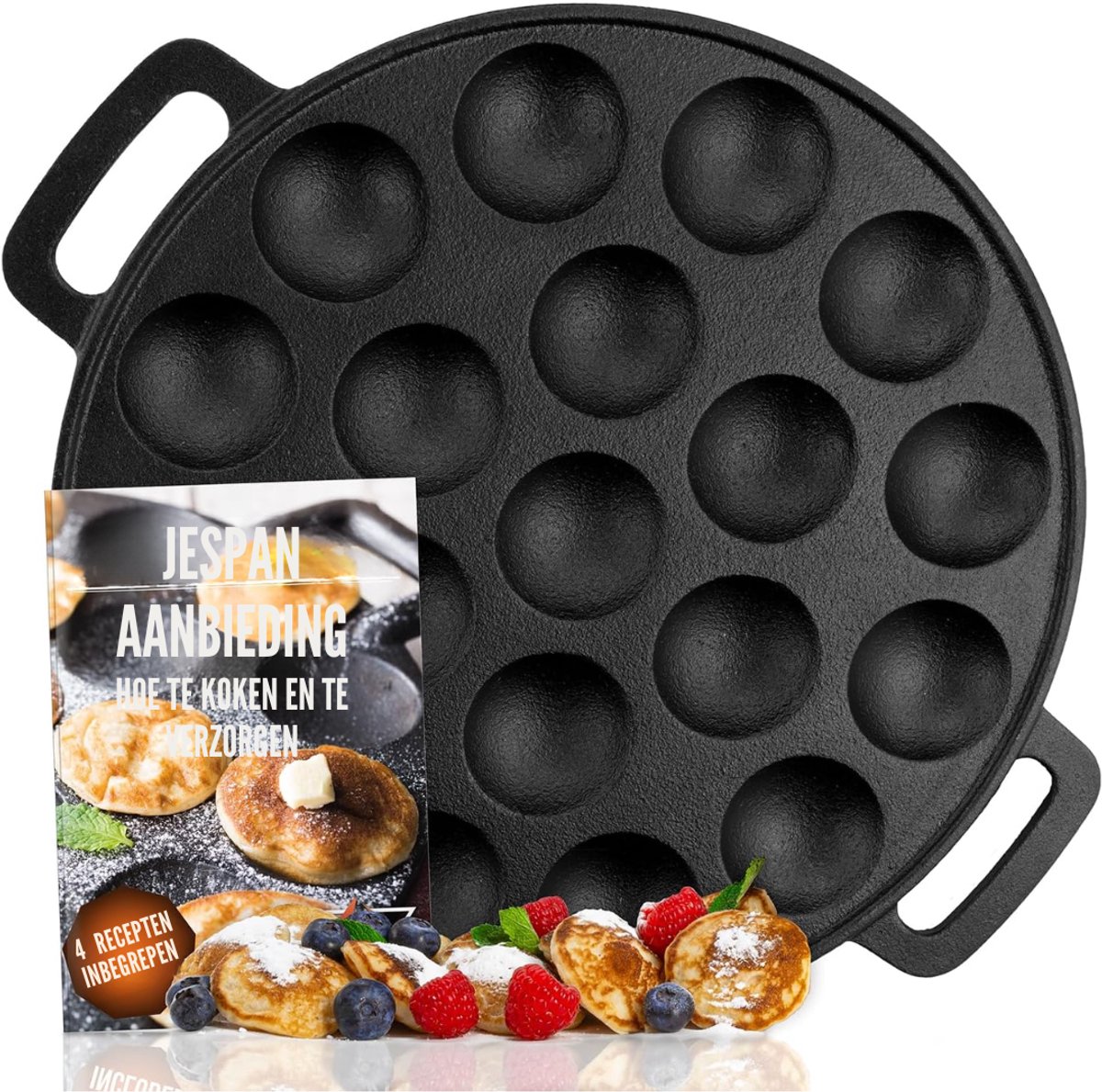 Zyrex® Poffertjespan electrisch - Poffertjespan - Poffertjespannen - Zwart - 25cm x 25cm x 5cm