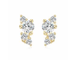 Lumici® Exclusive | Celeste Spark Moissanite Oorbellen - 0.20 Carat Totaal - GRA Gecertificeerd - VVS1 D Kleur - 18K Geelgoud Verguld S925 - Delicaat Luxe Design - Voor Haar - Moederdag - Valentijnscadeau - Verrassing - Goud & Witgoud