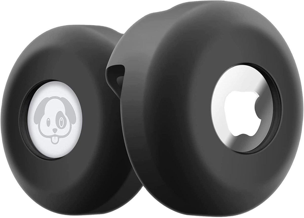 Halsband houder geschikt voor AirTag - Siliconen hoes voor Apple Airtag - Huisdier halsband houder - AirTag holder for collar - Huisdieraccessoires - Siliconen - 1 stuk - Zwart - Jonyx